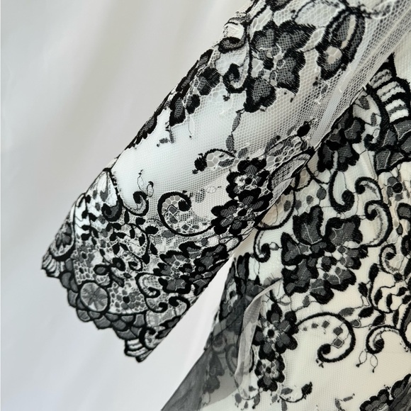 BCBG MaxAzria  Scalloped Lace Maxi Gown Size 0 Black& White NWT - Picture 8 of 13